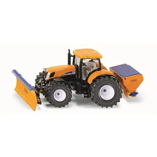 Siku Traktor mit Räumschild und Streuer, Winterdienst, 1:50, Metall/Kunststoff, Orange/Blau, Abnehmbare Anbaugeräte