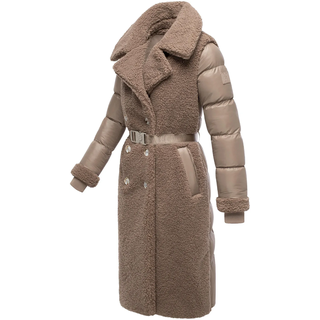 Wintermantel NAVAHOO "Wintermantel Kuscheltraum 14", Damen, Gr. XL, braun (taupe grau), Obermaterial: 100% Polyester PES.  Obermaterial: Futter: 100% Polyester PES. 100% Polyester PES., Mäntel Wintermantel