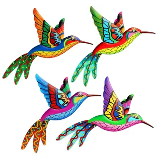 EEEKit 4 Stück Garten Wand Kunst Outdoor, Metallzaun Dekoration, Kolibri Garten Wand Ornament Hängende Skulptur für Zaun Hof Veranda Terrasse Hinterhof Balkon Dekor