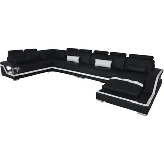 Ledersofa Wohnlandschaft Eck Garnitur Design Modern Sofa U-Form mit USB L6002