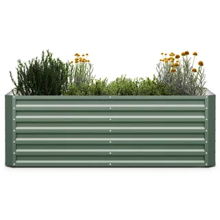 Blumfeldt High Grow Straight Hochbeet - Ergonomisches 1.000-l-Gartenbeet aus Rostfreiem Galvalume-Stahl für Gemüse und Kräuter, 60 cm Höhe, Einfache Montage - Grün