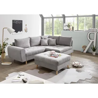 ed exciting design Alice Ecksofa mit Hocker - light grey - Recamiere rechts - 249 x 94 x 175 cm B/H/T: