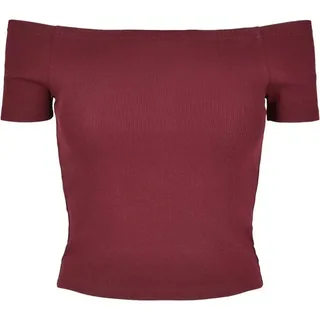 URBAN CLASSICS Ladies Off Shoulder Rib Tee - Rot - XS