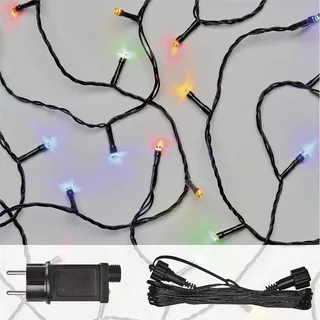 EMOS Connect System Basis Set Standard Weihnachtslichterkette, 10m Lichterkette + 5m Verbindungskabel + Netzteil mit Timer, 100 LEDs, IP44 für Innen und Außen, Multicolor, 6/18h Leuchtmodus