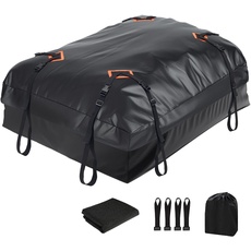 Favoto Dachbox 425 L Faltbarer Dachkoffer wasserdichte Dachtasche mit Antirutschmatte Türhaken Verstärkungsgurte für PKW Autos SUVS mit/ohne Gepäckträger Reisen Gepäcktransport Schwarz