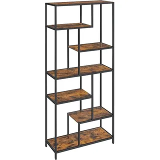 Vasagle Bücherregal 6 Ablagen 30 cm x 80 cm x 180 cm Schwarz-Braun
