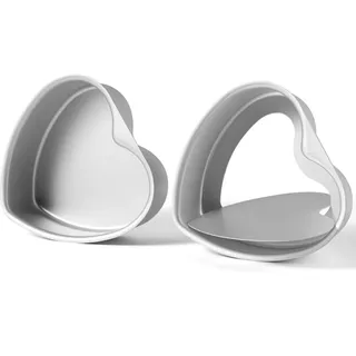 LANYOTA 2 Stück 15cm Kuchenformen Herz, Antihaft Herzbackform Aluminium Kuchenform mit herausnehmbarem Boden, Backblech-Set mit Käsekuchenformen für Hochzeiten, Geburtstage und andere Familienfeiern