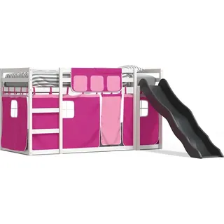 vidaXL Etagenbett mit Rutsche und Gardinen Rosa 90x190 cm - Rosa