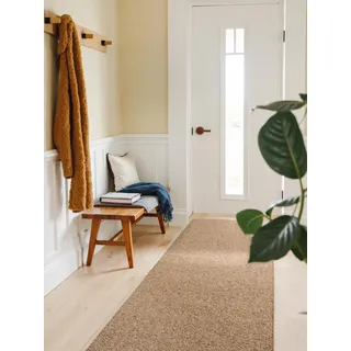Elle Decoration Rocco - Weicher Flachgewebe Läufer, Maschinen Waschbar, Woll Optik, Langlebig & Nachhaltig, Modern, Skandi Look für Wohnzimmer, Esszimmer, Schlafzimmer, Flur - Karamell, 80x240cm