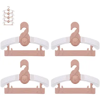 JSF Mitwachsende kleiderbügel Kinder, Set20 Stapelbare Kleiderbügel mit Bärchen-Haken, rutschfest Babykleiderbügel Kinderkleiderbügel für Kinderbekleidung Baby Garderobe, Platzsparend (Braun+ Weiss)