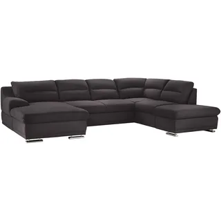 Mivano Wohnlandschaft Coast / Große Sofagarnitur in U-Form / Mit Recamiere links und Ottomane rechts / 334 x 88 x 217 / Mikrofaser: anthracite