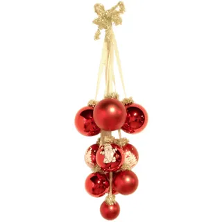 Krebs Glas Lauscha Weihnachtsornamente Kugelgehänge Rot, 10-tlg. 27cm