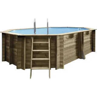 Aufstellpool Holzpool Gre oval 436x336x117 cm inkl. Sandfilteranlage, Skimmer un
