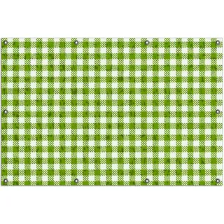 Wallario Outdoor-Poster für Garten oder Balkon, Motiv Muster einer Tischdecke in grün und weiß kariert, in ca. 100 x 150 cm - Grün