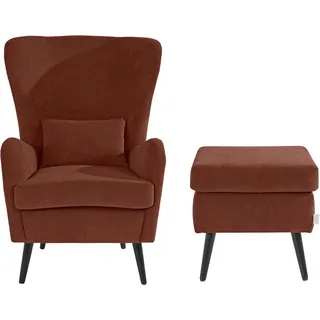 Sessel HOME AFFAIRE "Sallito, Ohrensessel, TV-Sessel", orange (terra), B:76cm H:109cm T:85cm, Struktur Hahnentritt (67% Polypropylen, 33% Polyester);Samtoptik (100% Polyester);Fellimitat (100% Polyester);Samtcord (92% Polyester, 8% Polyamid);Struktur (100% Polyester);Struktur fein (100% Polyester), Sessel, Sessel, für Wohnzimmer, auch in Samtcord