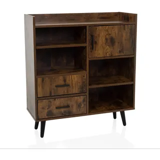 hjh living Kommode MYRDAL 80x30x90 cm Highboard mit offenen und geschlossenen Fächern, Braun/Schwarz