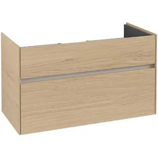 Villeroy & Boch Collaro Waschbeckenunterschrank, 2 Auszüge, Waschbecken mittig, 954x546x444mm, C01100VJ, Farbe: Front/Korpus: Nordic Oak, Griff: Cashmere Grey