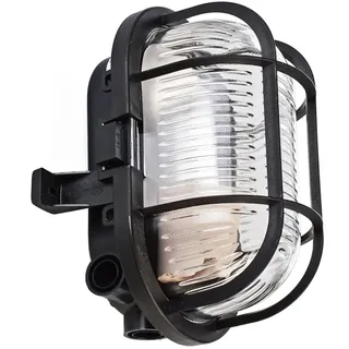 Deko Light Syrma Oval Schwarz 401012 Außendeckenleuchte, Außenwandleuchte Schwarz