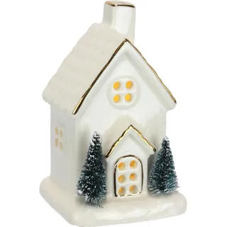 I.GE.A. LED-Dekofigur »LED-Haus« Dekoobjekt LED batteriebetrieben Weiß Gold Weihnachtsdeko
