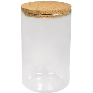 Rayher Glasdose mit Korkdeckel, Höhe 16,5 cm, 9,5 cm ø, Füllmenge ca. 850 ml, Glasgefäß, Vorratsdose Glas mit Deckel, Deko Küche, Glasbehälter für Müsli, Nudeln, Bonbons etc., 56612000