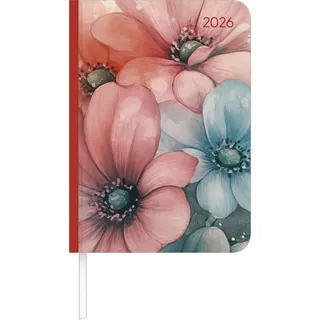 Alpha Edition - Lady Journal Flowers 2026 – Taschenkalender A6 (11×15 cm) mit Monatsübersicht & Notizbereich, stilvoller Terminplaner für Beruf, Schule & Alltag