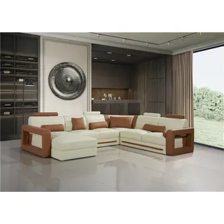 Designer Couch U Form Ecksofa Polster Couch Leder Garnituren Wohnlandschaft Neu - Beige