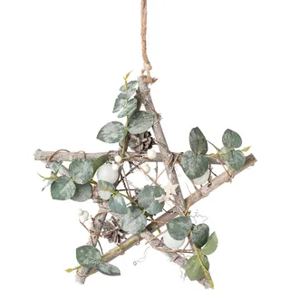 Dekostern CREATIV DECO "Weihnachtsstern, Weihnachtsdeko", grün, T:7cm Ø:30cm, Holzwerkstoff, Dekosterne, Dekostern, auf Holzbasis, Hängedekoration