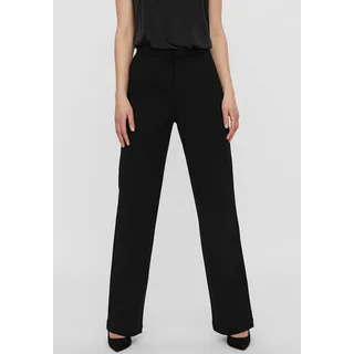 Anzughose VERO MODA "VMZAMIRA MW SLIM STRAIGHT PANT NOOS", Damen, Gr. L (40), Länge 32, schwarz, Web, Obermaterial: 95% Polyester, 5% Elasthan, unifarben, normal, Hosen Anzughose, mit Gürtelschlaufen