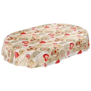 ANRO Tischdecke abwaschbar Oval 180 x 140 cm Rot
