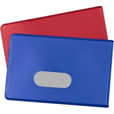 BE-HOLD RFID NFC Schutzhülle (2 Stück) für Kreditkarten idealen Blocker Schutzhüllen für ihre Geldbörse und schützt so ihre EC Karten, Personalausweis vor unerlaubten auslesen (rot/blau)