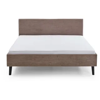 Polsterbett Avola 180 x 200 cm mit Kopfteil glatt & Stoffbezug Poso Cord - Bett, Jugendbett, Bettgestell, Doppelbett - Taupe