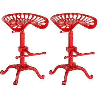 CLP Barhocker 2er Set Metall Rot , 44x56x34 cm , Esszimmer, Barmöbel, Barhocker