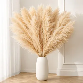 10 Stück Pampasgras Groß - DATEFUN Pampasgras XXL Natürliche & Flauschige - Trockenblumen Herbst Boho Deko 100CM - für Herbstdeko, Hochzeitdeko, Wohnzimmer, Schlafzimmer Deko