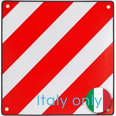 PLANGER® - Warntafel Italien (50 x 50 cm) - Reflektierendes Warnschild rot weiß für Heckträger u Fahrradträger