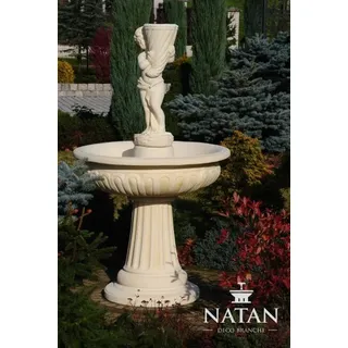 Springbrunnen Garten Teich Brunnen 159cm Steinbrunnen Gartenbrunnen Fontaine Neu - Weiß