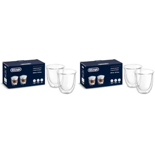 Thermisches Glas DeLonghi DLSC311 Doppelwandiges Cappuccino-Set, 2 Stück (1 Packung), transparent, Durchsichtig (Packung mit 2)
