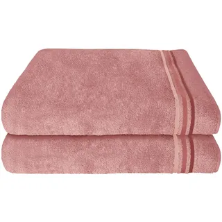 Duschtücher SCHIESSER "Skyline Color aus 100 % Baumwolle mit eleganter Streifenbordüre", rosa (altrosa), B:70cm L:140cm, Frottier, Frottier, Handtücher, Duschtücher, MADE IN GREEN by OEKO-TEX