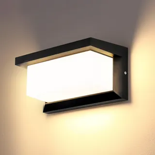 Lightsjoy LED Aussenlampe Wand IP66 18W Wandleuchte Aussen Rechteck Außenleuchte Up and Down Leuchten Aussen Aluminium Ausenbeleutung Hauswand für Außenbreich Outdoor Veranda Garage Warmweiß
