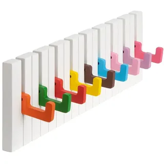 RICOO Garderobenleiste Wandgarderobe Kindergarderobe Piano Design ausklappbar WM1885-LS Garderobe Wand Hakenleiste Kleiderhaken klappbar 9 Haken Holz Klavier bunt Garderobenhaken
