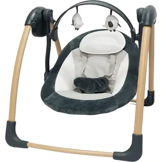 Babywippe mit Musik, Vibration und Spielbogen, shedy grey, Klappbare Babywippe - Dunkelgrau