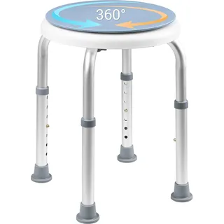 Duschhocker Rund-Badhocker 360° Duschsitz Drehbarer Duschstuhl, Höhenverstellbar 36-52cm, Anti-Rutsch-Gummifüße, Duschhilfe Badsitz, für Senioren Shower Seat belastbar bis 136kg (300 Pfund)
