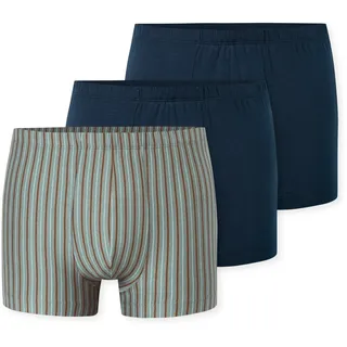 Boxer SCHIESSER "95/5 Essentials", Herren, Gr. 10, blau (sortiert 12), Single Jersey, Obermaterial: 95% Baumwolle, 5% Elasthan, körpernah, Unterhosen Boxer, mit softem, tonalem Komfortbund
