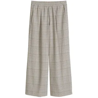 Schlupfhose MARC O'POLO DENIM, Damen, Gr. L, N-Gr, sanftes weiß, Web, Obermaterial: 65% Polyester, 33% Viskose, 2% Elasthan, weit, Hosen Schlupfhose, karierte Hose wide mit recyceltem Polyester, elastischer Bund