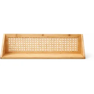 Calicosy Wandregal aus Bambus und natürlichem Rattan 60/15/15 cm , Eschefarben , Holzwerkstoff , 15x15x32 cm , Wohnzimmer, Regale, Wandregale