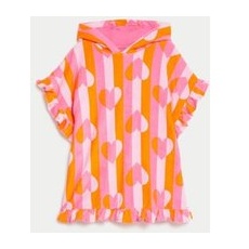 Girls M&S Collection Cotton Rich Heart Towelling Poncho (2-8 Yrs) - Pink Mix, Pink Mix - 2-3 Y