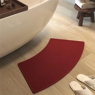 FCS Bathroom Gebogene Duschmatte Halbrund Badematte, wasserabsorbierend, rutschfeste Badteppich für Rundduschen(Size:60x120cm,Color:rot)