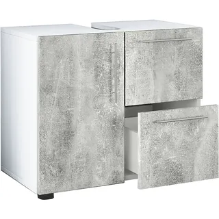 VCM Waschbeckenunterschrank Flandu 2 Auszüge 61 x 51 x 32 cm Grau