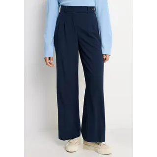 Palazzohose LASCANA "mit weitem Bein aus weicher und leichter Webware", Damen, Gr. 44, N-Gr, blau (marine), Stoff, Obermaterial: 64% Polyester, 32% Viskose, 4% Elasthan, unifarben, figurumspielend lang, Hosen Palazzohose, Sommerhose im Business-Look, elegante Anzughose mit Taschen, Topseller