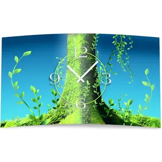 Baumstamm Designer Wanduhr modernes Wanduhren Design leise kein ticken dixtime 3D-0102 - Grün