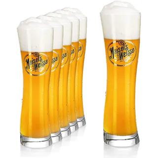 Sahm Maisel ́s Weisse Original Weizenbiergläser 0,5 l (6 STK) Set - Hefe Weissbiergläser 0,5 l - Maisel Gläser als tolles Geschenk